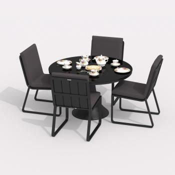 Каркас карбон / стол стекло диа 110 / ткань антрацит