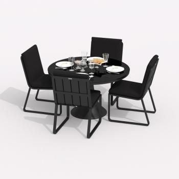 Каркас карбон / стол стекло диа 110 / ткань черная