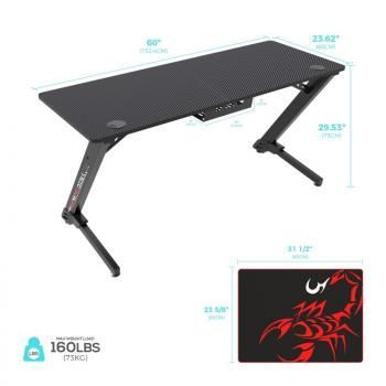 Стол для компьютера (для геймеров) Eureka ERK-TN-Z60-BK