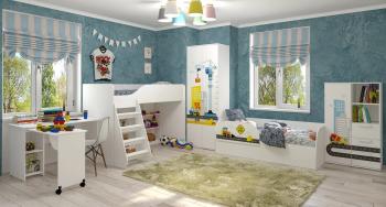 Кровать-чердак с лестницей BTS 80*186 Трио КР-07