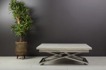 Стол-трансформер Levmar Cross G95/S79 Белый мрамор/Нержавеющая сталь