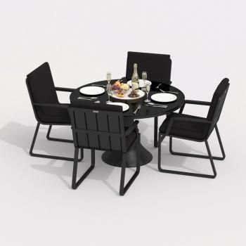 Каркас карбон / стол стекло диа 110 / ткань черная