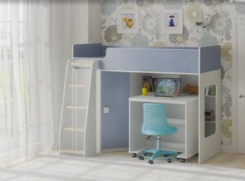 Белый/лен голубой