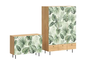 Ножки металлические, Фасад - Принт Monstera, Корпус - Робиния Брэнсон