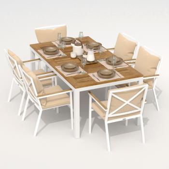 Каркас белый / стол тик 180 / ткань бежевая