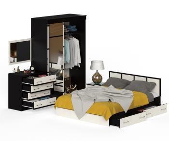 Спальня СВК Сакура № 1 Комод + Зеркало + Кровать 1600 + Тумба + Шкаф-купе 1500