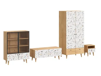 Ножки бук, Фасад - Стекло/Принт Marble, Корпус - Робиния Брэнсон