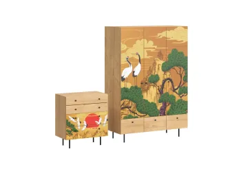 Ножки металлические, Фасад - Принт Sunrise, Корпус - Робиния Брэнсон