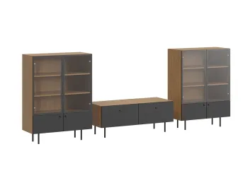 Ножки металлические, Фасад - Чёрный, Корпус - Робиния Брэнсон