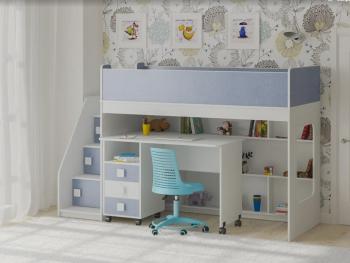 Белый/лен голубой