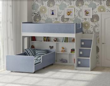 Белый/лен голубой