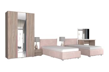 Дуб Мария/Роуз/Нежно-Розовый (Велюр)