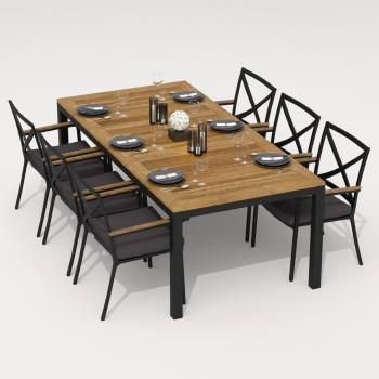 Обеденная группа Ideal Patio TELLA FESTA - стол тик 220/каркас карбон