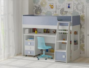 Белый/лен голубой