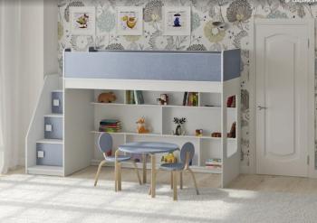 Белый/лен голубой