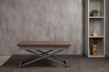 Стол-трансформер Левмар Apollo D69/S59 дуб шамони темный/серебро