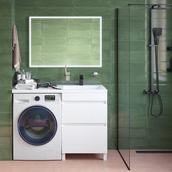 Тумба с умывальником напольная для стиральной машины с ящиками IDDIS Optima Home 120 см правая