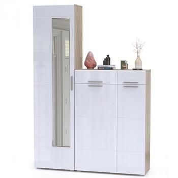 Дуб крафт серый/фасады МДФ белый глянец