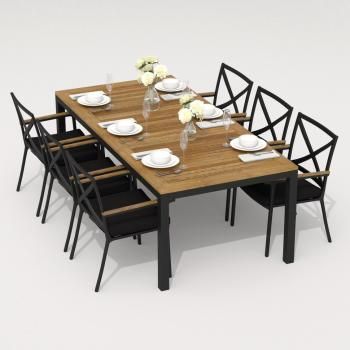 Обеденная группа Ideal Patio TELLA FESTA - стол тик 220/каркас карбон