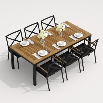 Обеденная группа Ideal Patio TELLA FESTA - стол тик 220/каркас карбон