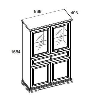 Шкаф с витриной Анрэкс VALENCIA 2V2D1S