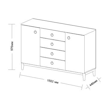 Комод с ящиками и стеклянными дверцами MLK Шарлиз