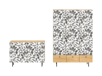 Ножки металлические, Фасад - Принт Floral, Корпус - Робиния Брэнсон