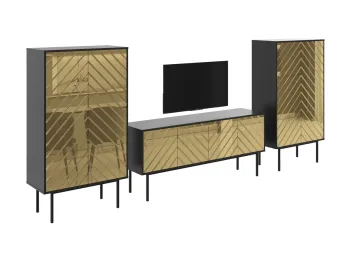 Корпус - Черный, Фасад - зеркало золото