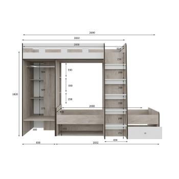 Кровать двухъярусная Арника Акита 90х200