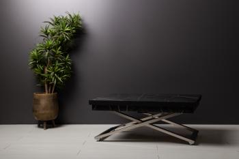 Стол-трансформер Левмар Cross D97/S79 Черный мрамор/Нержавеющая сталь