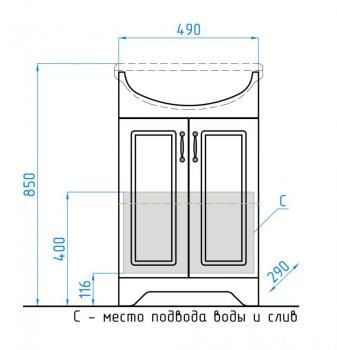 Тумба с раковиной Style Line Олеандр-2 55 + Умывальник Антик 55