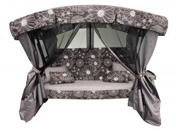 Каркас графит/Черный рис.белые цветы