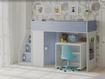 Белый/лен голубой