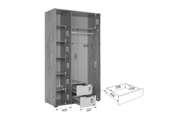 Шкаф трехдверный Мебельсон Адам