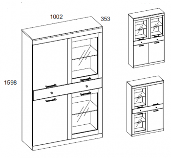 Шкаф с витриной Анрэкс 2V2D1S JAGGER