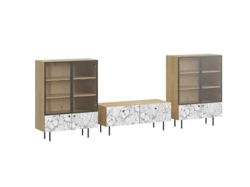 Ножки металлические, Фасад - Стекло/Принт Cotton, Корпус - Робиния Брэнсон