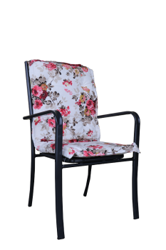 Каркас черный/Подушка красно-серые цветы
