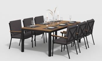 каркас темно-серый карбон/подушки антрацит/столешница тик