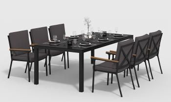 каркас темно-серый карбон/подушки антрацит/столешница черная глянцевая