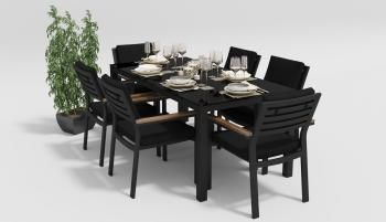 каркас темно-серый карбон/подушки черные/столешница черная глянцевая