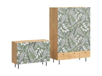 Ножки металлические, Фасад - Принт Jungle, Корпус - Робиния Брэнсон