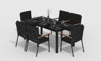 каркас темно-серый карбон/подушки черные/столешница черная глянцевая