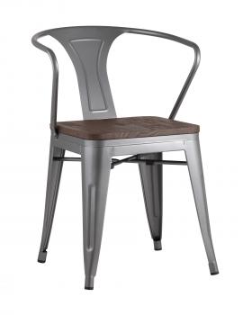 Серебристый матовый/Темное дерево