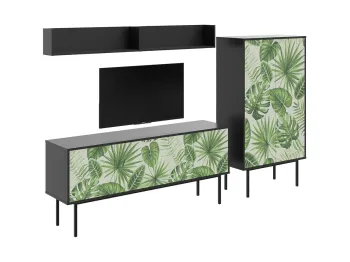 Корпус - Черный, Фасад - Принт Monstera