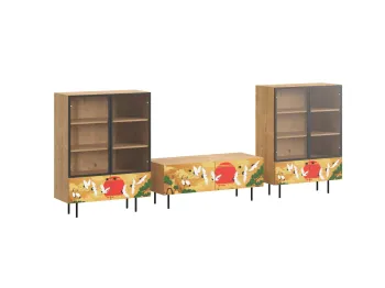 Ножки металлические, Фасад - Стекло/Принт Sunrise, Корпус - Робиния Брэнсон