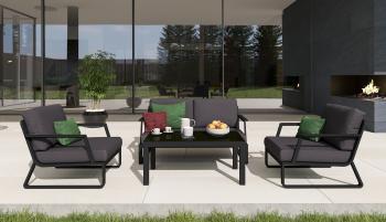 каркас темно-серый карбон/подушки антрацит/столешница черная глянцевая