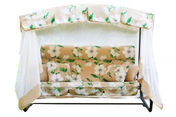 Каркас черный/Бежевый, белый рис.цветы