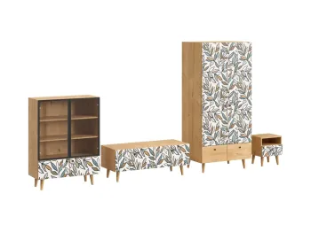 Фасад - Стекло/Принт Golden Autumn, Ножки бук, Корпус - Робиния Брэнсон