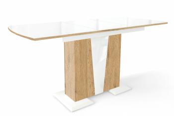 Белый/Дуб катания/Стекло