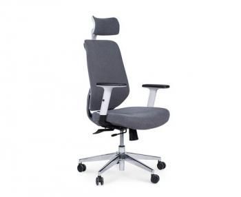 белый пластик / серая ткань